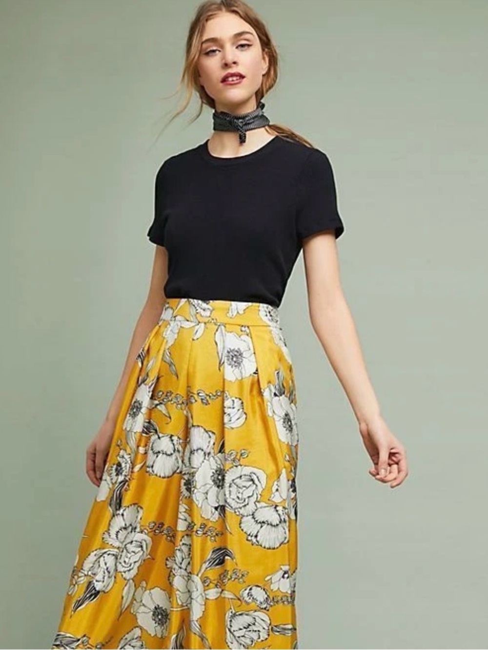 Vineet Bahl Anthropologie Yellow Floral Print Pants/Skirt